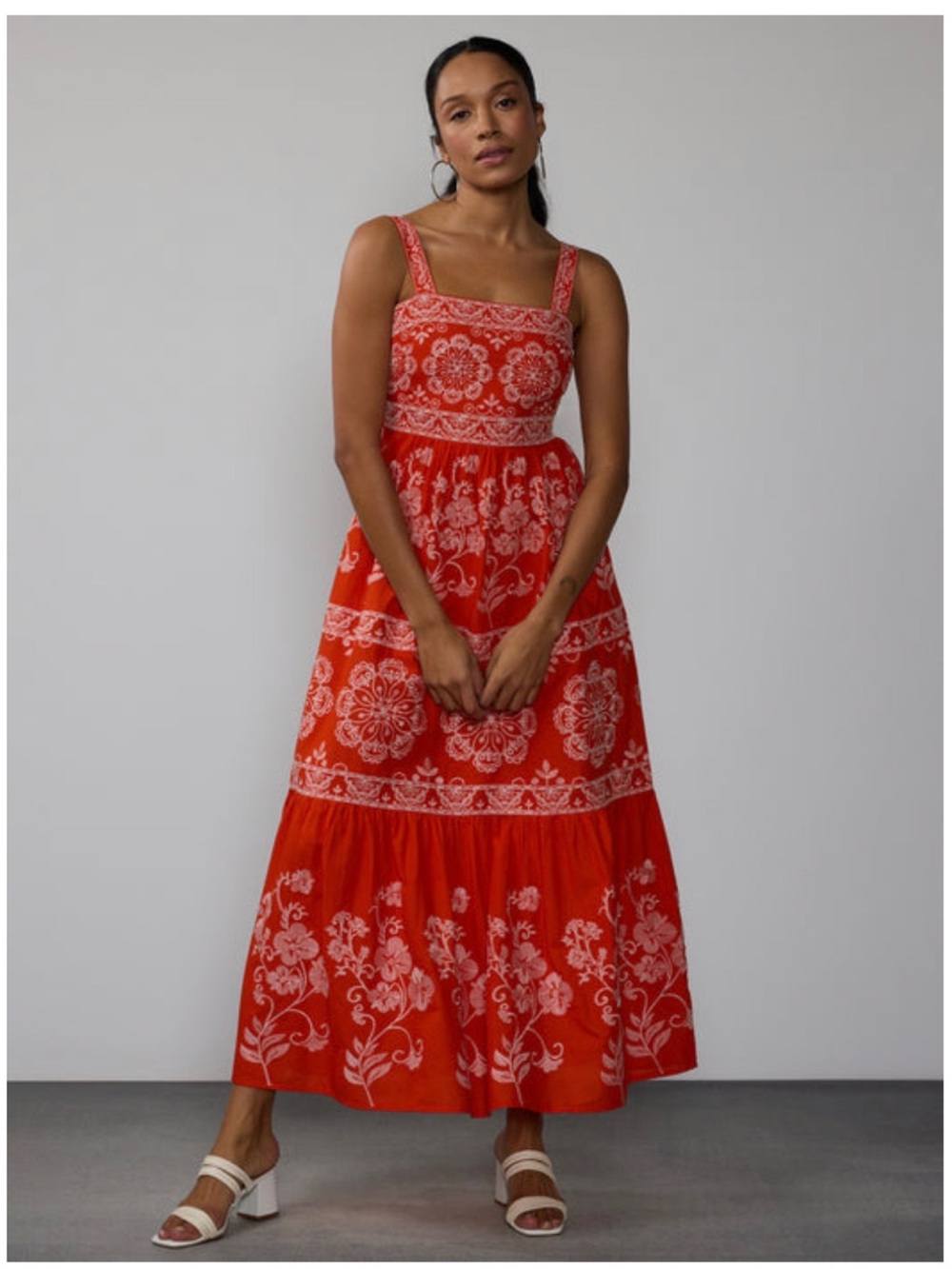 New York & Company Embroidered Maxi Dress — Size L